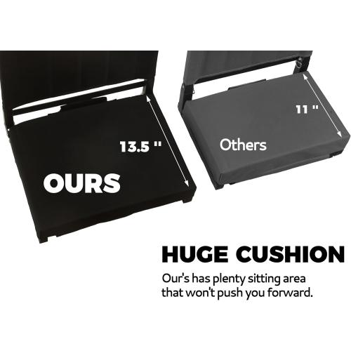 Stadium Seat with Back Support Bleacher Chair with Back and Cushion High Back Includes Shoulder Strap and Cup Holder