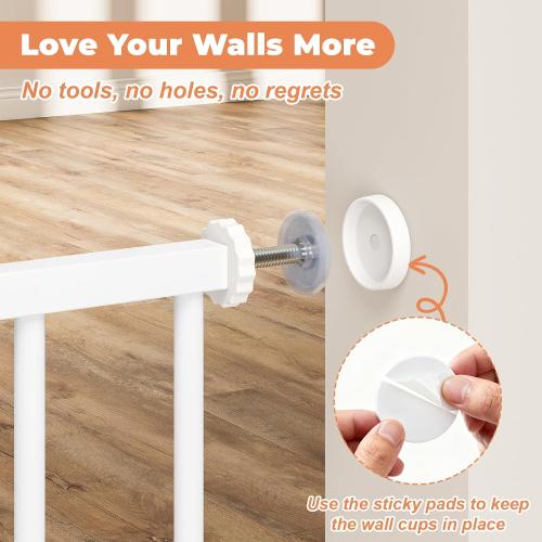 34 Tall Baby Gate No Drilling, Auto Close Dog Gate Indoor, White | for Doorways & Stairs, Pressure Mounted 29-40 Wide Pet Gate, Easy Walk Through Stair Gate for Baby & Pet Stroller Friendly