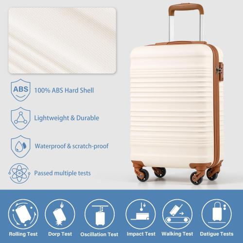 COOLIFE Cabin Suitcase 55X35X20cm for Ryanair Airlines Carry on Cabin Luggage Hard Shell Suitcase Lightweight with TSA Lock and 4 Spinner Wheels 2 Year Warranty, Black/Brown, 55X35X20cm, Suitcase