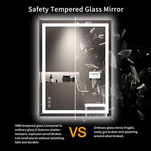 LOAAO 24X32 LED Bathroom Mirror with Lights, Anti-Fog, Dimmable, Backlit   Front Lit, Lighted Bathroom Vanity Mirror for Wall, Memory Function, Tempered Glass, Shatter-Proof, ETL Listed