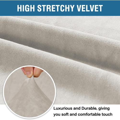 H.VERSAILTEX 1 Peice Stretch Velvet Sofa Covers for 3 Cushion Couch Covers Sofa Slipcovers Furniture Protector Soft, Crafted from Thick Comfy Rich Velour (Sofa 72-90, Oatmeal)