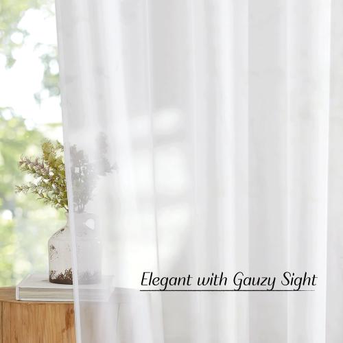 NICETOWN White Sheer Curtains 84 inches Long - Home Decoration Grommet Airy & Lightweight Elegant Window Treatments with Light Filtering for Bedroom/Living Room (2 Panels, W54 x L84)