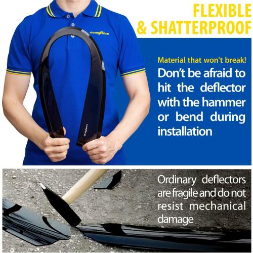 Goodyear Shatterproof Window Deflectors for Nissan Rogue 2021-2026, Tape-on Rain Guards, Window Visors, Vent Deflector Visor, Car Accessories, 4 pcs. - GY008671