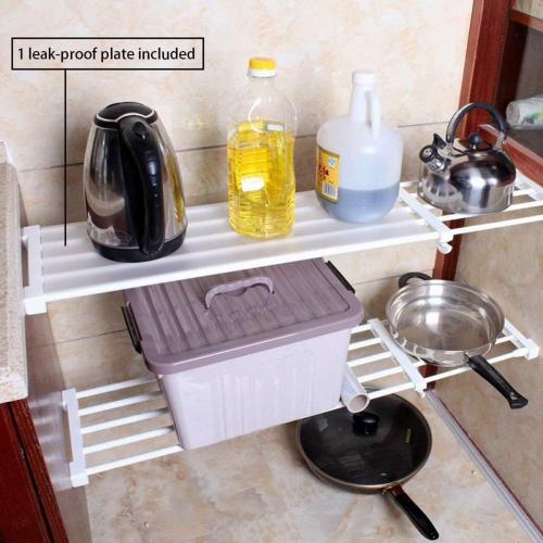 Adjustable Shelf Organizer Expandable Closet Shelf and Rod with No Drilling for Wardrobe Cupboard Kitchen Bookcase (10.3 - 14.9)