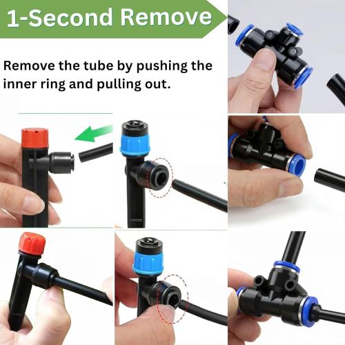 240FT Drip Irrigation System for Garden: 1/2 Quick Connect PE Tubing Automatic Water Sprinkler Kit Adjustable Misting Part 1/4 Watering Hose for Outdoor Raised Bed Plants Flower Yard Greenhouse
