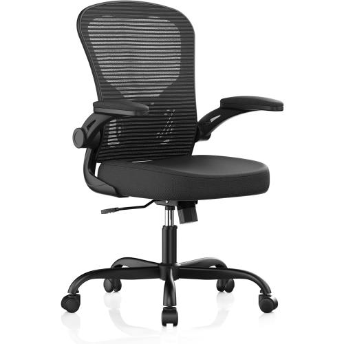 Office Chair, Ergonomic Desk Chairs 330LBS Capacity High Back Mesh Computer Chair with Flip-up Armrests, Comfy Work Chair with Adjustable Lumbar Support, Rolling Chair