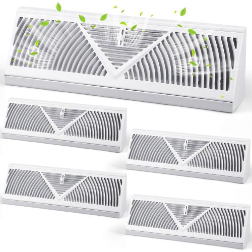 Yaocom 3 Pcs Baseboard Register Vent 18 Inch Duct Opening Size Baseboard Vent Covers Diffuser Adjustable Corner Return Air Grille for Home Floor Wall Air Flow Control(White)