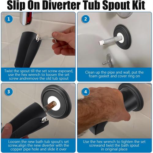 Diverter Tub Spout Compatible with Kohler GP85556-CP (Matte Black)