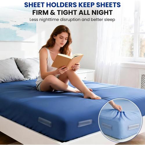 4Pcs Upgrade Bed Sheet Holders for Corners, Bed Sheet Grippers, Fitted Sheet Holders Keep Sheets Firm & Tight, Lock Sheet Holders, Heavy Duty Bed Sheet Clips, Fit All Mattress Easy Install