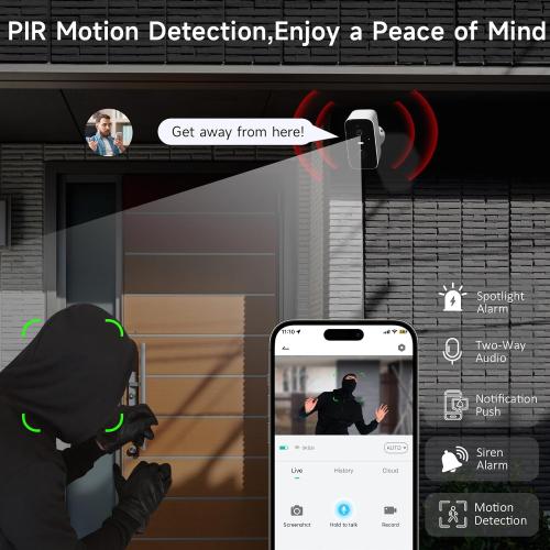 Rraycom Security Cameras Wireless Outdoor, 2Pack Battery Powered AI Motion Detection Siren Alarm Surveillance Camera for Home Security,2K Color Night Vision, 2-Way Talk, Waterproof, Works/Alexa