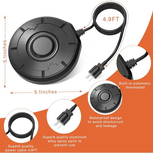 Bird Bath Heater,Birdbaths De-Icer,Birdbath Water Heater Deicer with Thermostatically Controlled,Heated Bird Bath Deicer Suitable for Birdbath Farm Livestock Drinking Outdoors in Winter,Black