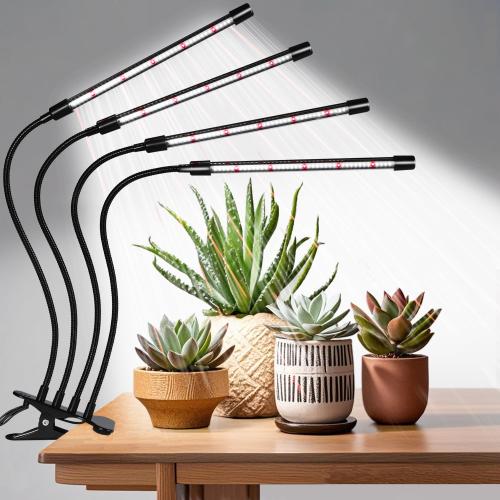 Black Clip Grow Lights for Indoor Plants, 168 Full Spectrum LEDs Clip Plant  (4 Head 1 Pack)