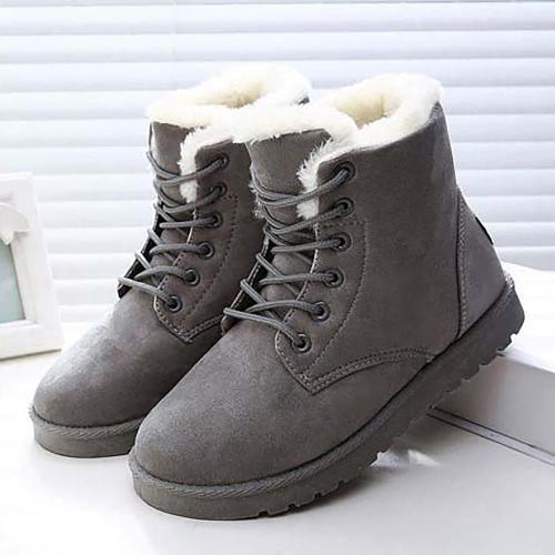 Womens Winter Snow Boots Warm Fur Lined Ankle Boots Classic Fashion Suede Lace Up Booties Casual Anti-Slip Outdoor Comfortable Booties Shoes for Women