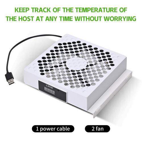 G-STORY Cooling Fan for Xbox Series S with Automatic Fan Speed Adjustable by Temperature, LED Display, High Performance Cooling, Low Noise, 3 Speed 1500/1750/2000RPM (140MM) with RGB LED (White)