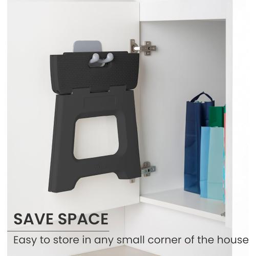 Color blue and grey Vigar Compact Step Stool Foldable, 9-inch Step Stools for Adults up to 330 Pound, Lightweight Stool, Non-Slip Folding Step Stool, Black