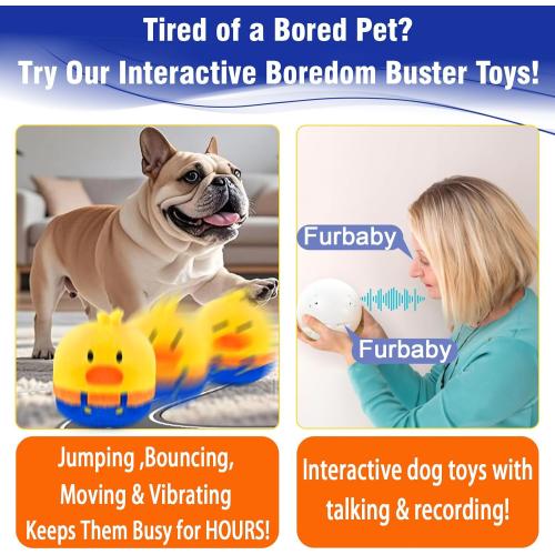 Interactive Dog Toys, Rechargeable Vibrating, Jumping,Talking & self-Moving Dog Toys, Puppy Toys to Keep Them Busy, Anxiety Relief & Boredom Buster for Small & Medium Dogs