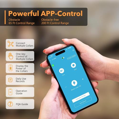 Dog Training Collar 2 Dogs with APP Control - 1/2 Mile Range E Collar for Dogs, Bluetooth-Enabled Waterproof Electric Collar for Large Dogs (15-140 lbs)