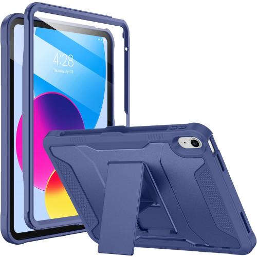 Soke Case for iPad (A16) 11th Generation 11-inch 2025, iPad 10th Generation 10.9-inch 2022, with Built-in Screen Protector and Kickstand, Rugged Full Body Protective Cover - Navy Blue