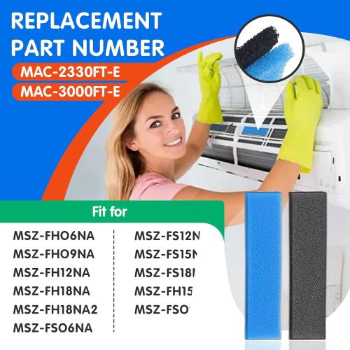 4 PCS Replacement Mini Split Air Filter Compatible with Mitsubishi Electric MAC-2300FT-E MAC-3000FT-E, 8.3 Inch, without Frames