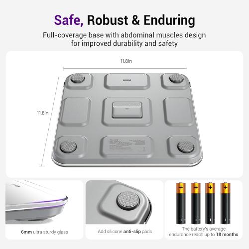 Ovutek Scale for Body Weight, Highly Accurate 450lb Digital Bathroom Scales for People, Automatic Weighing Machine for Baby, Pet, Light Items, Large LED, Sturdy and Durable Base, White