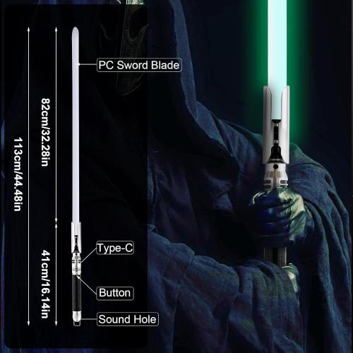 Lightsaber,Metal Dueling Light Saber,Smooth Gesture Swing,USB Rechargeable Lightsabers with 18 Set Sound Effects with 19 Colors Change,Light Saber Sword Toy（113cm）