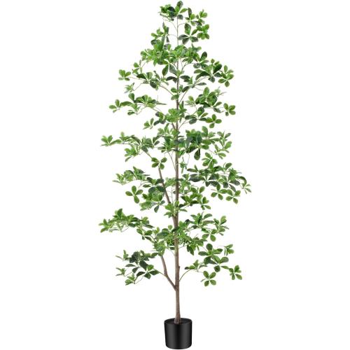 Keeplush 7ft Tall Artificial Black Olive Tree with 1260 Lifelike Leaves, Tall Fake Greenery Olive Silk Plants Artificial Tree Indoors in Pots, Faux Olivo Tree for Living Room Office Decor