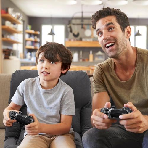 2 Pack Wireless Controller 2.4G double shock Compatible with PS2 /PS1/PC(Jet Black)