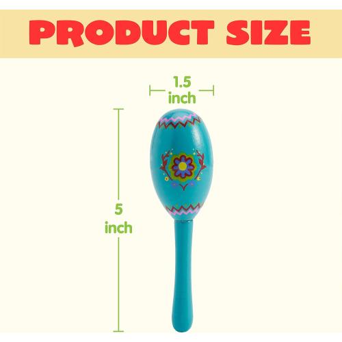 JOYIN 9 Pcs Fiesta Wooden Maracas 9 Designs Noisemaker for Cinco De Mayo Party Favors, Mexican Musical Fun, Carnivals, Taco Tuesday Event, Mexican Decorations, Luau Party