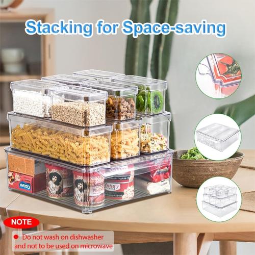 5 Pack Fridge Organizer, Stackable Refrigerator Organizer Bins with Lids, BPA-Free Produce Fruit Storage Containers for Storage Clear for Kitchen, Food, Drinks, Vegetable Storage