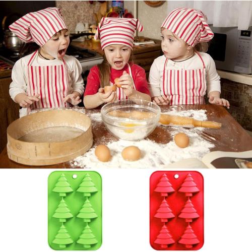 AnyDesign Christmas Silicone Molds Red Green Xmas Tree Candy Chocolate Mould, 2Pcs