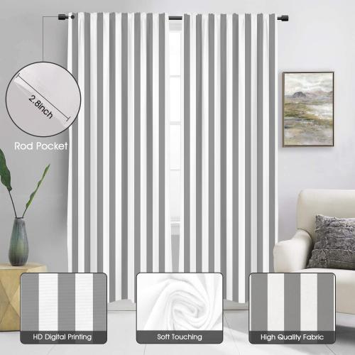 zokyer Striped beige and Gray Window Curtain Long Grey Boho Farmhouse Nursery Neutral Modern Simple Art Maximalist Mens Boys Cute Teen for Bedroom Living Room 2 Panels Rod Pocket Drapes