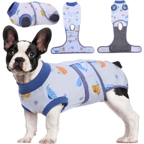 Blue Kuoser Recovery Suit for Dogs Cats After Surgery, Professional Pet Recovery Shirt Dog Abdominal Wounds Bandages, Substitute E-Collar & Cone,Prevent Licking Dog Onesies Pet Surgery Recovery Suit