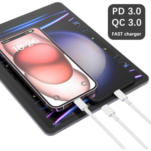 30W iPhone 17 16 15 Chrager Fast Charging for iPhone 17 16 Pro Max 15 Plug iPad USB C, 30 Watts Type-c Gan PPS Wall Chrager Plug Block & Long 10ft USB C to C Cable, 1Pack White