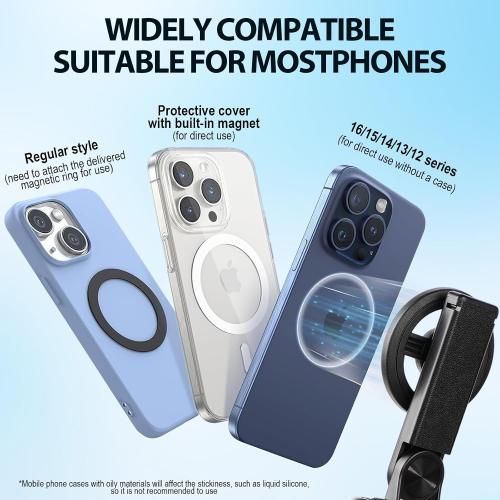 4-in-1 Multifunctional Magnetic Selfie Stick,Portable Pocket Size Selfie Stick for iPhone Magsafe,360° Rotation Phone Tripod with Wireless Remote for iPhone & Android