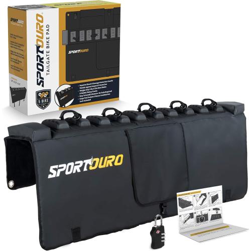 Tailgate Bike Pads for Truck - 5-Bike Rack for Truck Tailgate Pad with PVC Top, Flannel Bottom, Zipper Pockets, Secure Combo Lockable Tailgate Covers for Trucks - Bike Blanket Tailgate by SPORTOURO