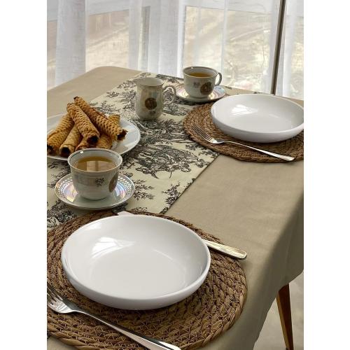 Quatish Pasta Bowls 30oz Set of 6, Salad Bowls Soup Bowl for Kitchen, Microwave & Dishwasher Safe, Large Porcelain Wide and Shallow Serving Bowl, White Dinner Plates, Dinnerware Set, Gift