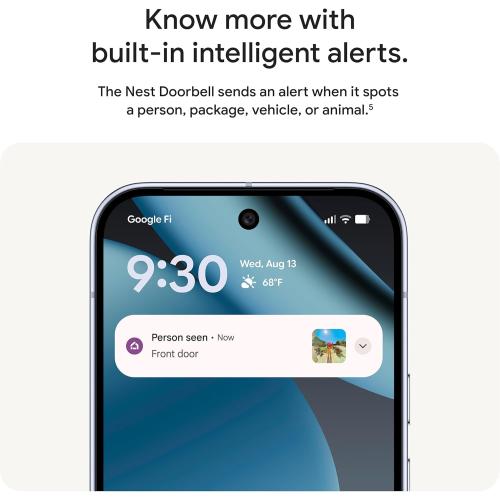 Google Nest Doorbell (Wired, 3rd Gen) - 2K Video and Gemini, Live View, Night Vision, 2-Way Audio - Works with Google Home - 2025 Model - Snow