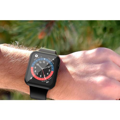 Misxi  Hard PC Case with Tempered Glass Screen Protector Compatible with Apple Watch Series 9 (2023) Series 8 Series 7 41mm, Ultra-Thin Scratch Resistant Cover for iWatch S9/S8/S7, Black