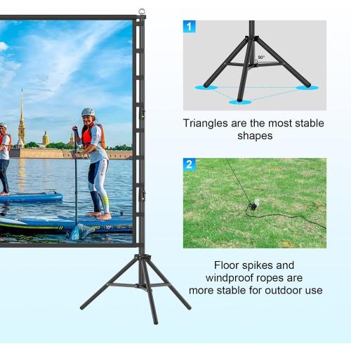 Outdoor Projector Screen and Stand，180-in Portable Projector Screen 15 FT Large Projection Scree  Wrinkle-Free Movie Screen with Carry Bag for Backyard,RVing Night,Party