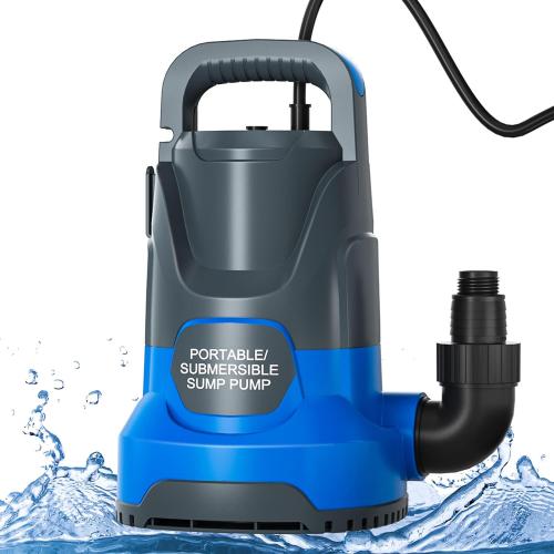 Color Blue Sump Pump Submersible Water Pump 1.1HP 4700GPH Portable Water Transfer Pump Electric for Pool Draining Hot Tub Basement Utility Pumps