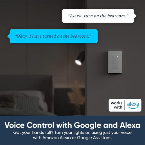 Wyze Switch, 2.4 GHz WiFi Smart Light Switch, Single-Pole, Needs Neutral Wire, Compatible with Alexa, Google Assistant, and IFTTT, No Hub Required, 1-Pack, White