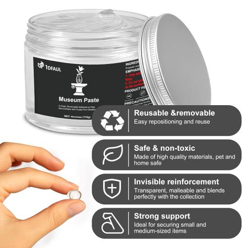 4 oz Exhibits Fixing Gel for Museum, Removable Clear Museum Paste Putty Wax, Reusable & No Residue, Fixed Collection Artifacts and Decorations to Prevent Vibration, Falling