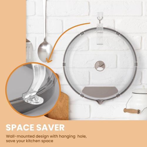 12 Inch Microwave Splatter Cover, Upgraded Microwave Cover for Food with Water Steamer, Integrated Handle, Splatter Guard, Cookware Lid, House Warming Gifts New Home, Grey