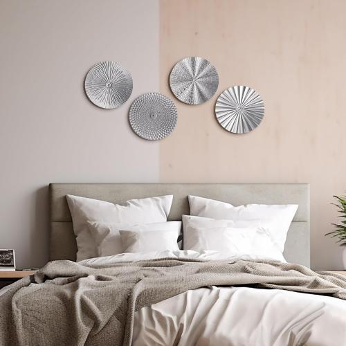 Hicarer 4 Pcs 12 Inch Silver Metal Wall Art Decor Modern Sunburst Decor