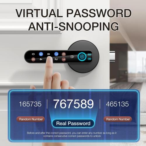 Fingerprint Door Lock- Smart Door knob,biometric Door Lock，with passcode keypad keyless Entry Door Handle，for Bedroom Home Hotel Office Apartment (Black with APP)