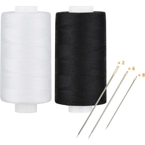 Simthread All Purpose Thread Polyester 400 Yards (1 White 1 Black)