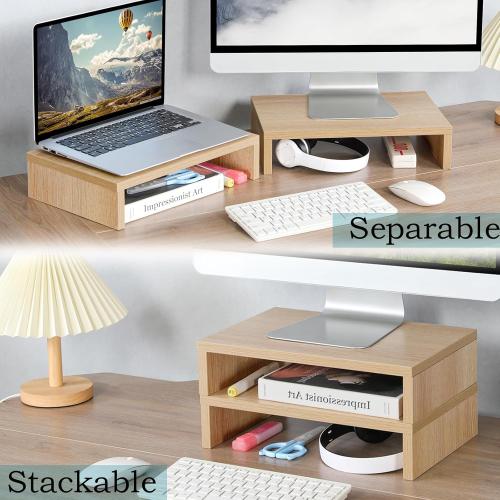TEAMIX Wood Monitor Stand Riser-2 Packs, Maple