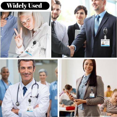 2 Set Badge Holder Retractable Clip Heavy Duty Badge Reel with Acrylic Clear Vertical ID Card Badge Holders for Work Office Nurse Teacher Student