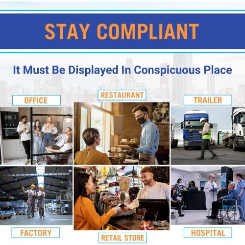 2025 Washington Labor Law Poster- State, Federal, OSHA Compliant- Workplace Required Posting for Employees- English Employment Poster- UV Laminated Waterproof- 26 x 39.5”- English