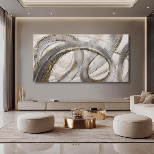 VAYIMDH Canvas Wall Art for Living Room Large Graffiti Wall Decor Grey and Beige Picture Painting for Home Office Bedroom 29x 58 Ready to Hang